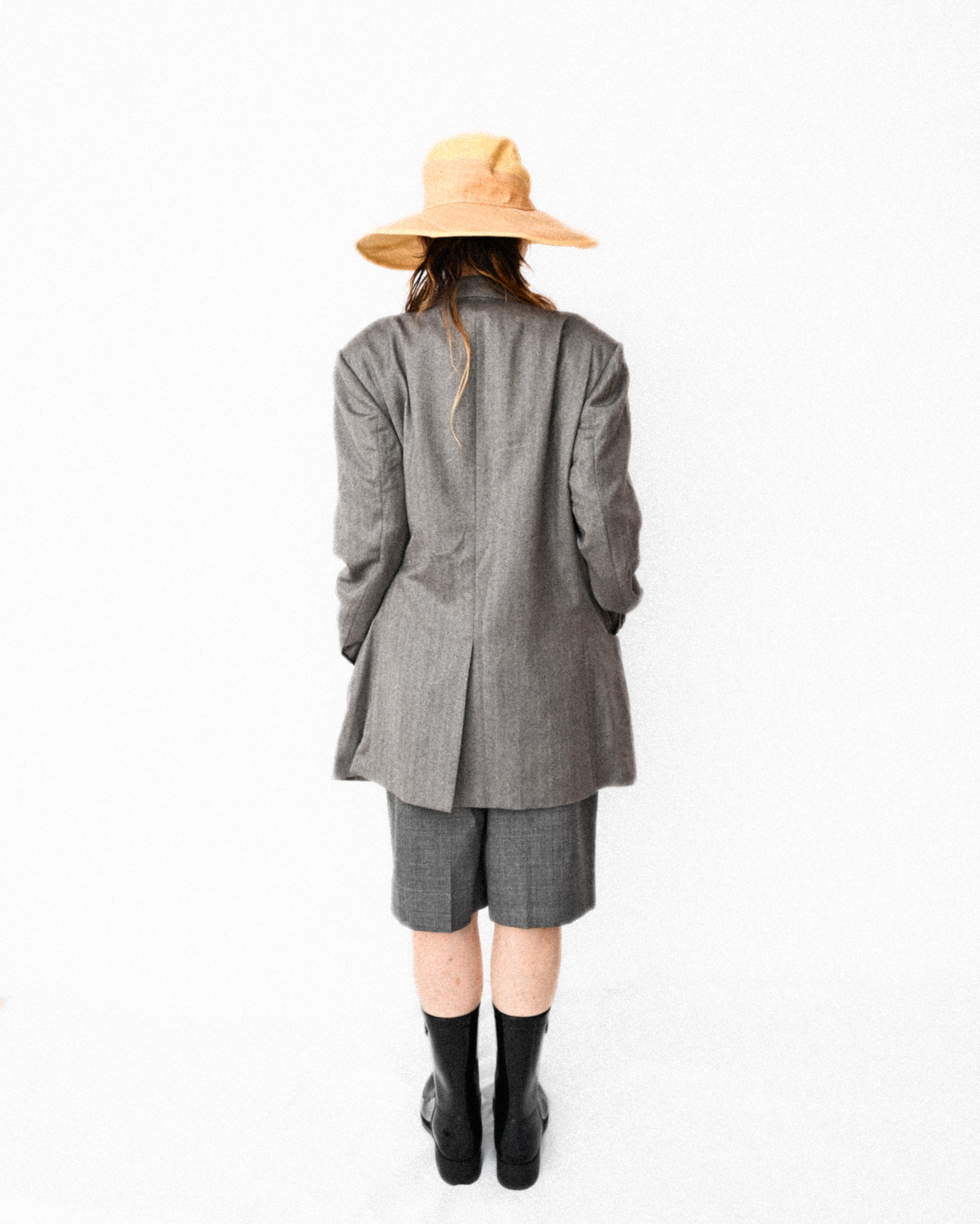 GIORGIO ARMANI/ Pure Cashmere Herringbone Oversized Tailored Jacket Gray