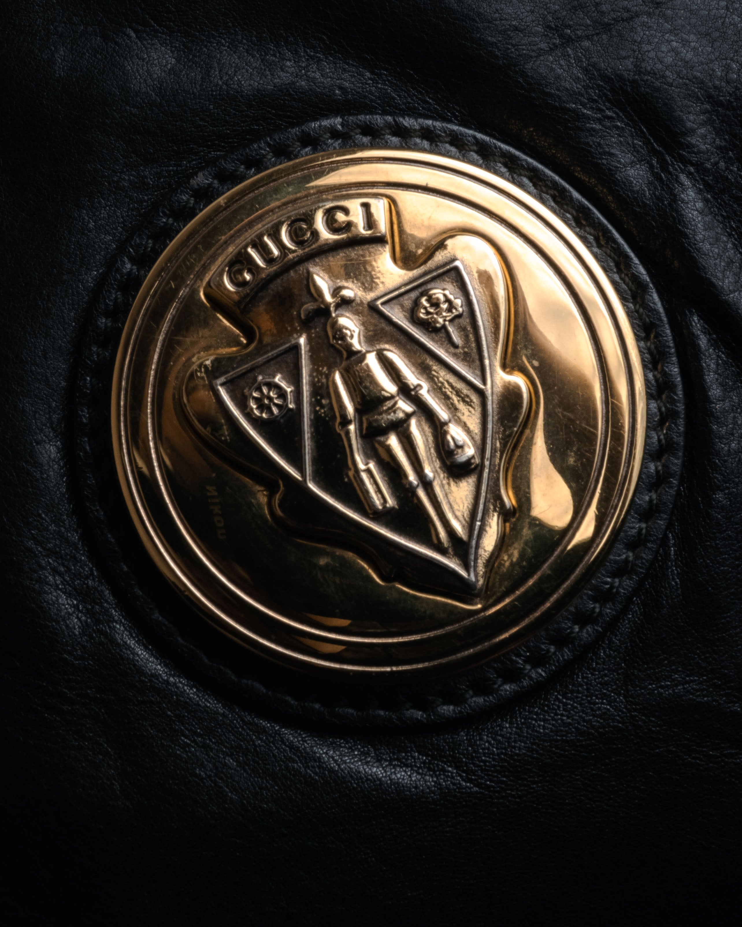 “GUCCI” 2007-2012 Crest emblem soft leather bag
