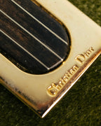 "Christian Dior" 70's-90's Gold tone striped inlay money clip