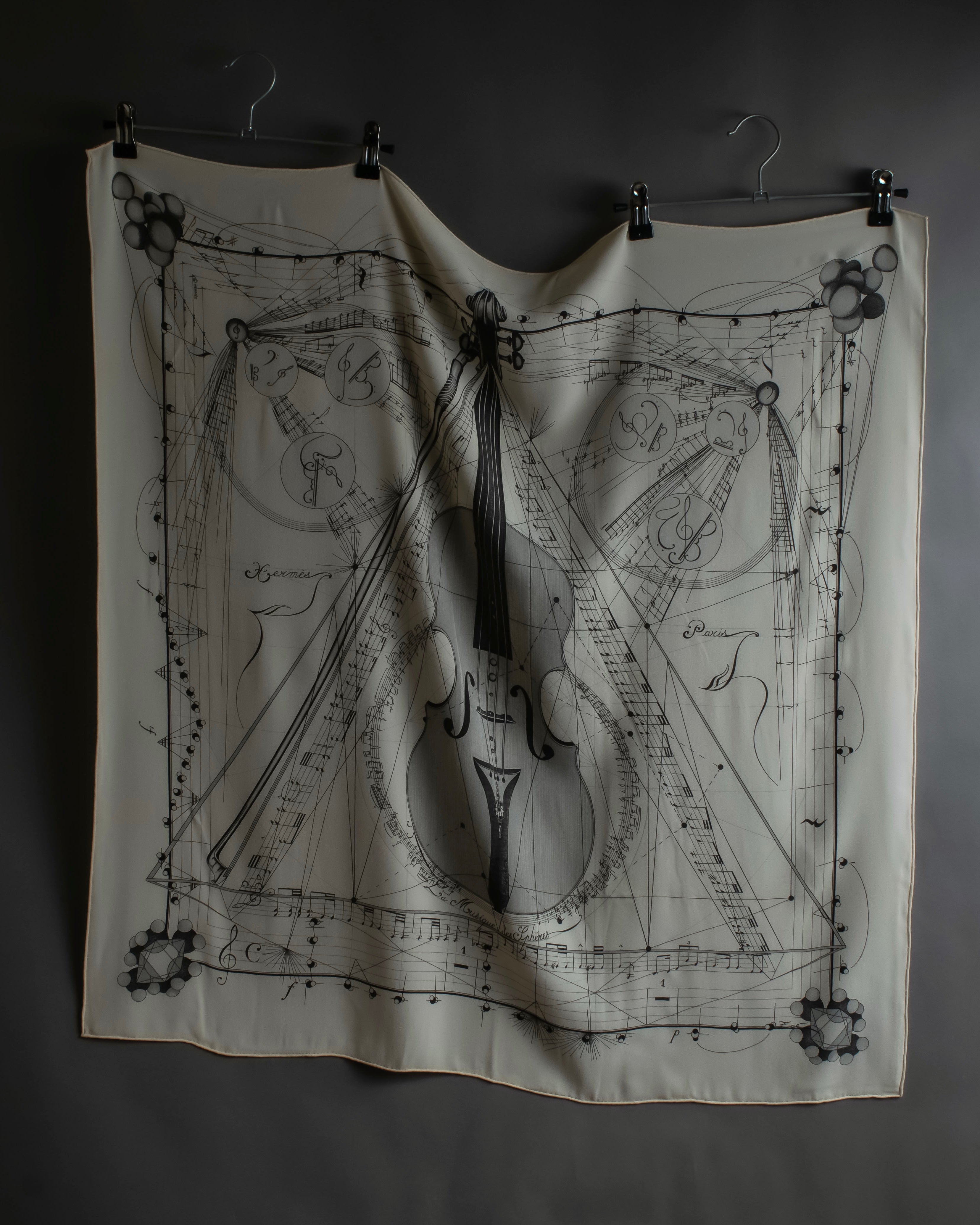 "HERMES" La Musique des Sphères Carre 90 silk scarf