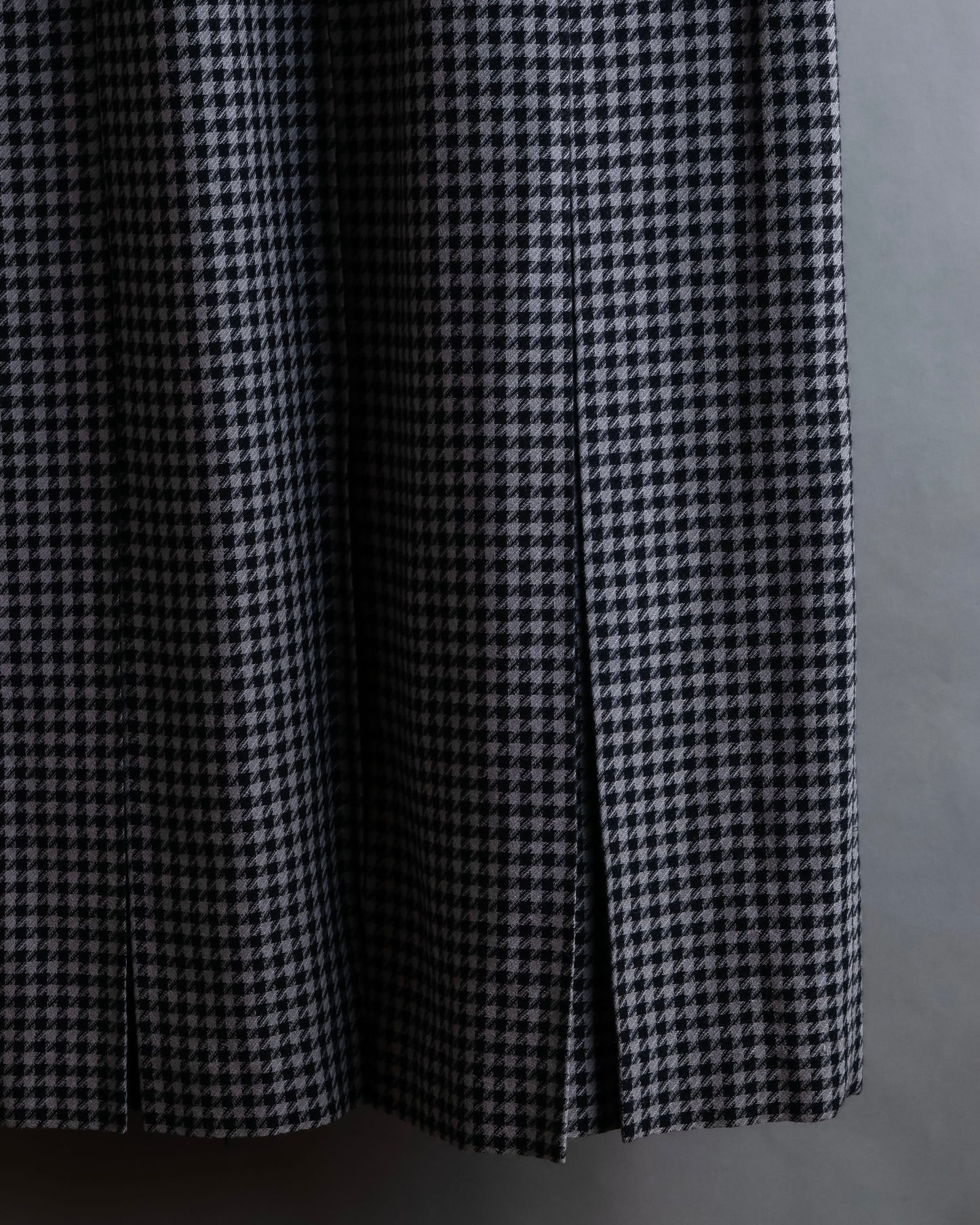 "Christian Dior" Houndstooth pattern wool cropped pleats skirt