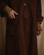 -SPECIAL- "GUCCI" 70’s Suede leather round collar coat