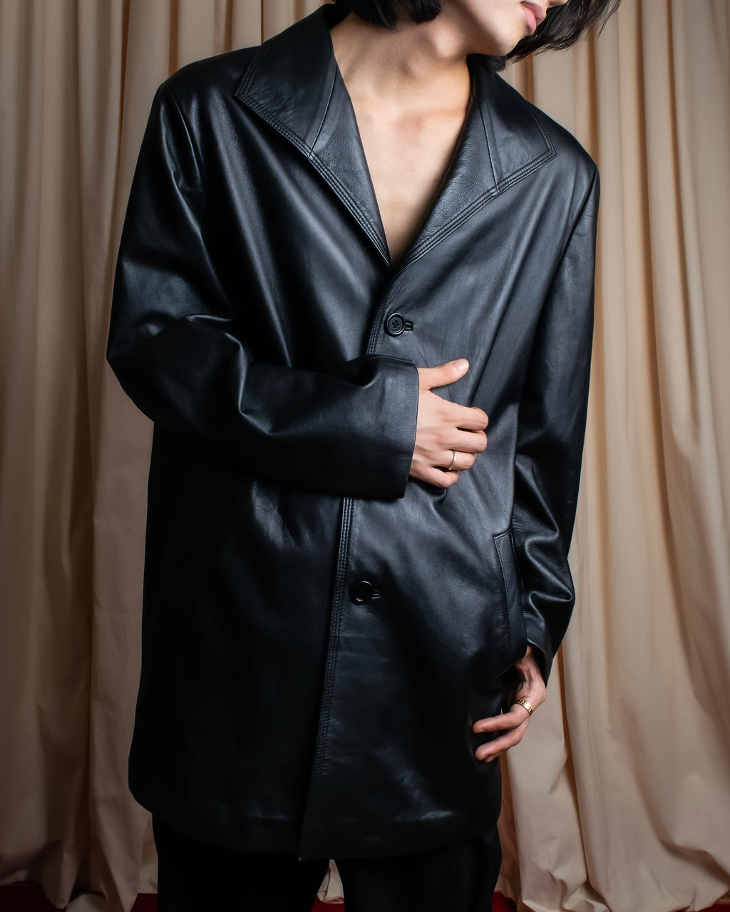 "GIANNI VERSACE COUTURE" Sheep skin oversized triangle color jacket