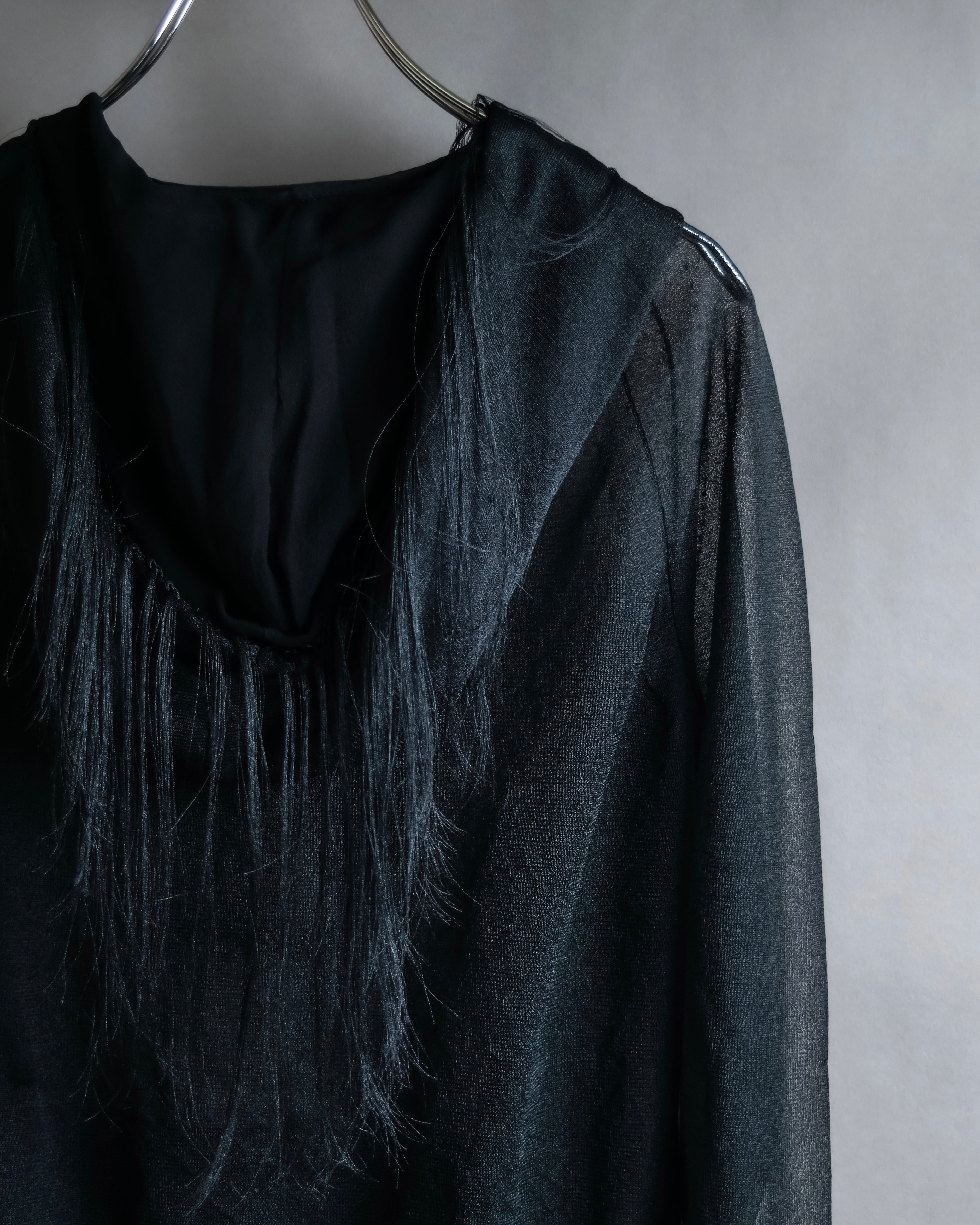 "sacai" Wig design sheer hooded pullover