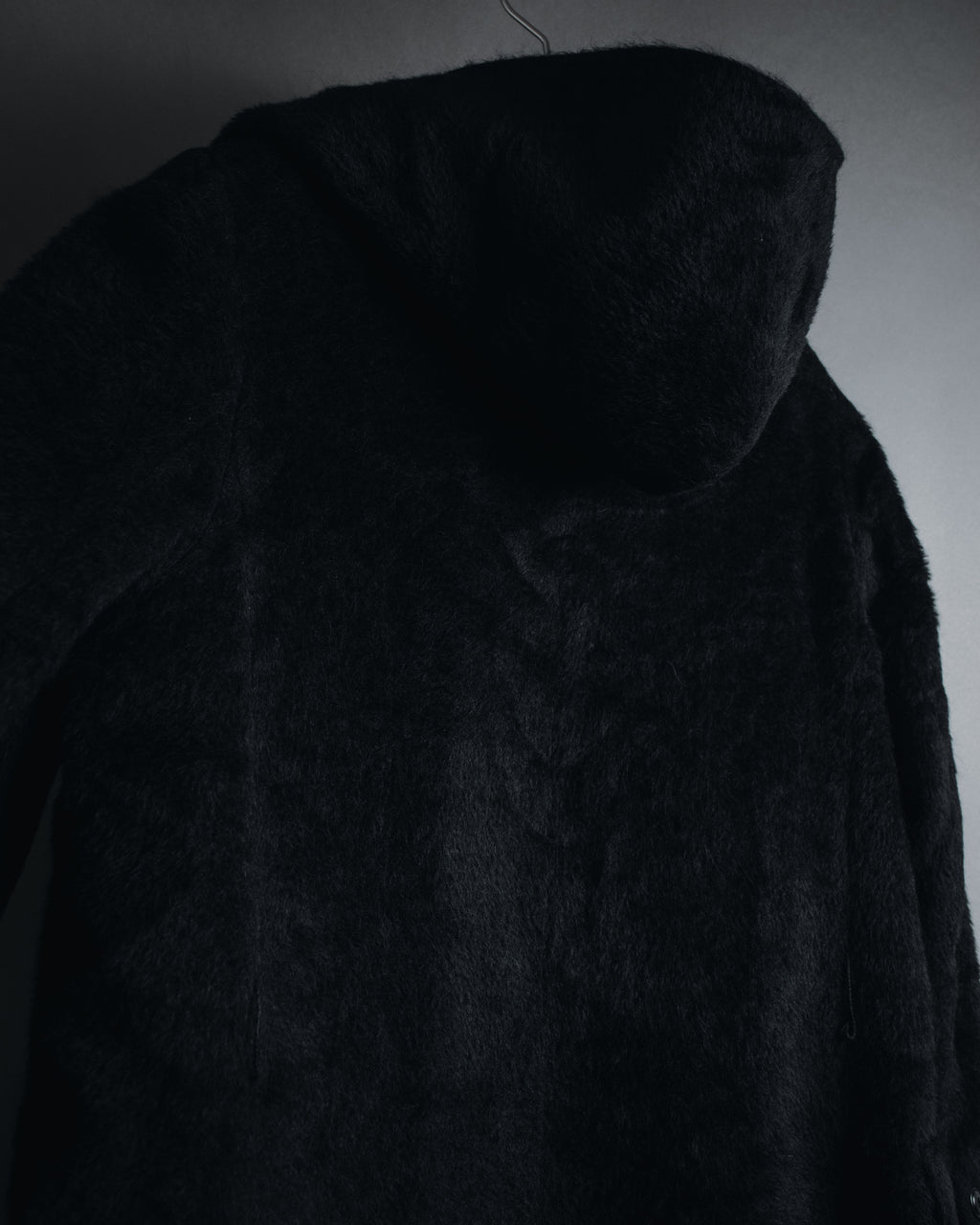 Max Mara 00年代-10年代系带羊驼毛绒毛连帽大衣