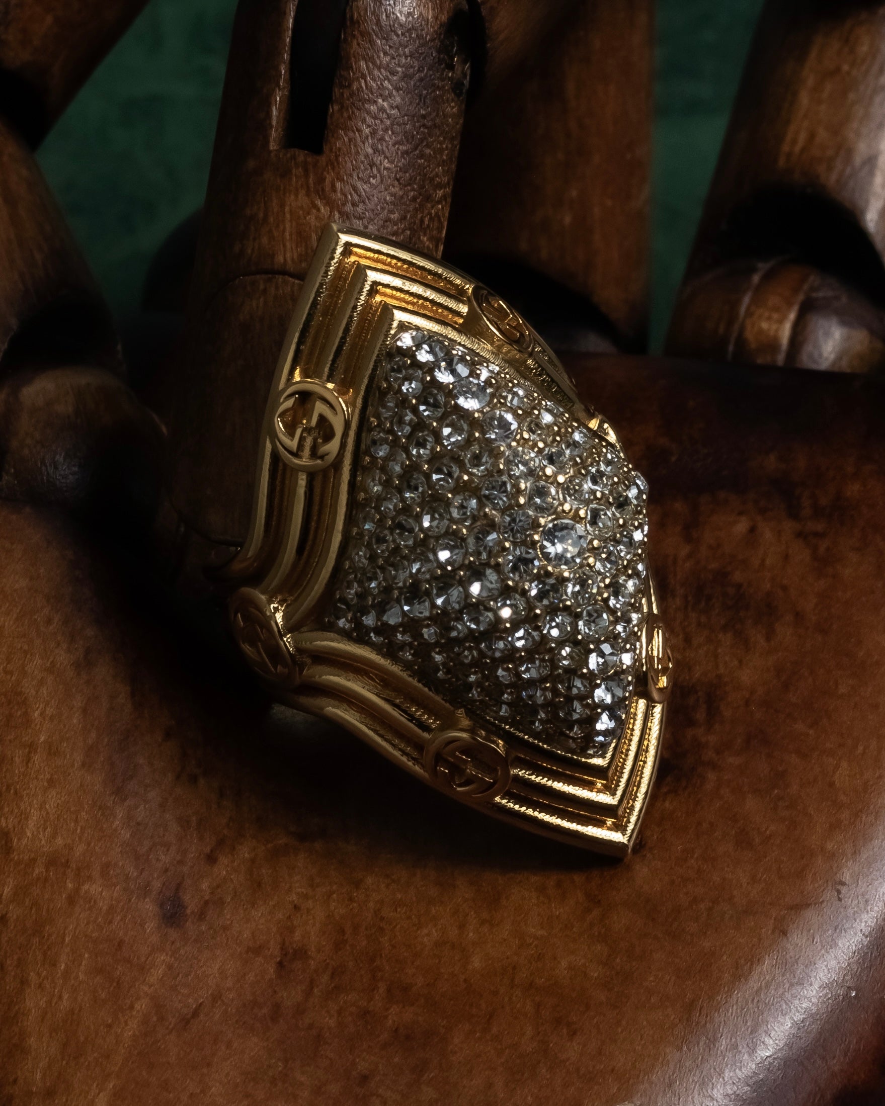 "GUCCI" Interlocking G rhinestone design dome-shaped ring