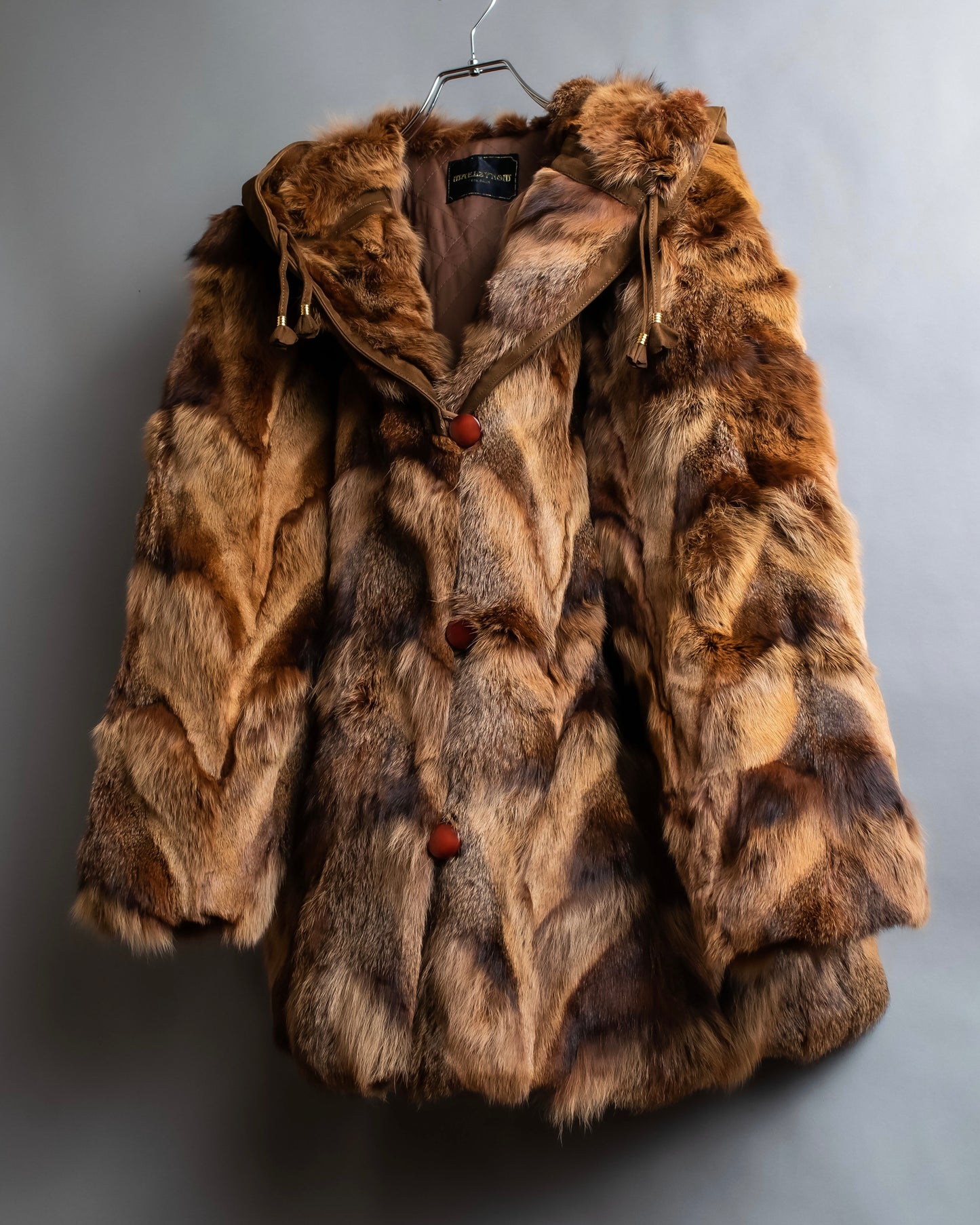 Vintage gradient fur hooded jacket