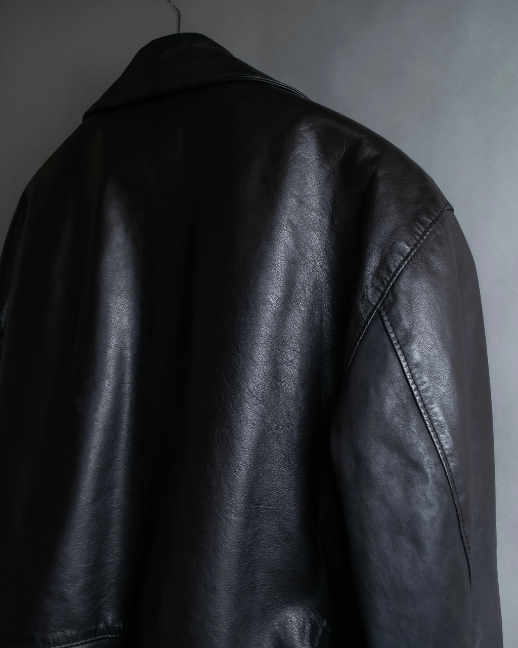 "MOSCHINO" Box silhouette leather double rider jacket