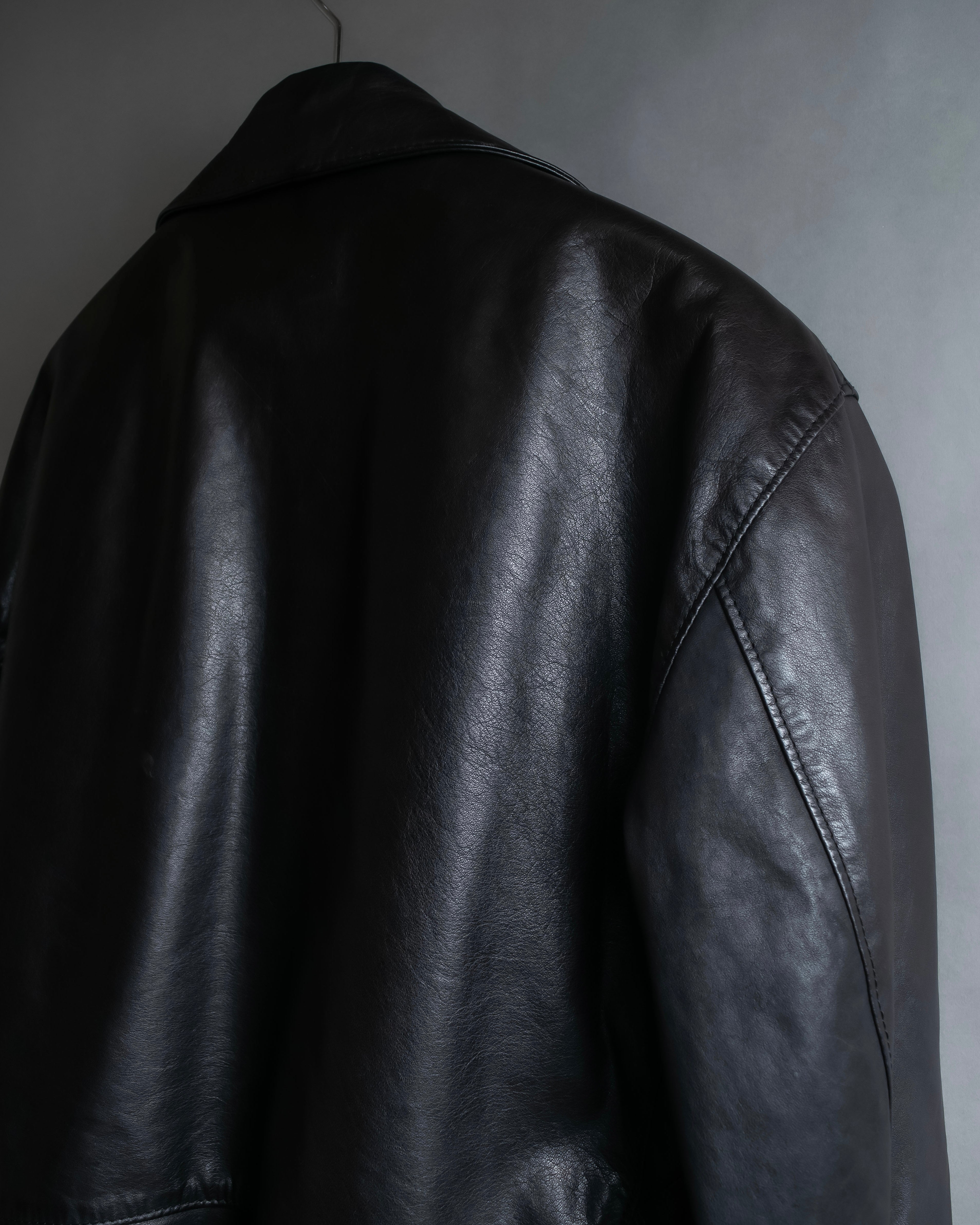 "MOSCHINO" Box silhouette leather double rider jacket