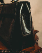 -SPECIAL- “Yves Saint Laurent” 80’s-90’s Crocodile embossed lace-up handbag