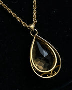"VALENTINO" Smoky quartz teardrop design necklace