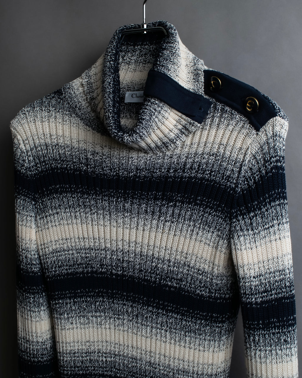 "Christian Dior" Gradient striped irregular neck knit