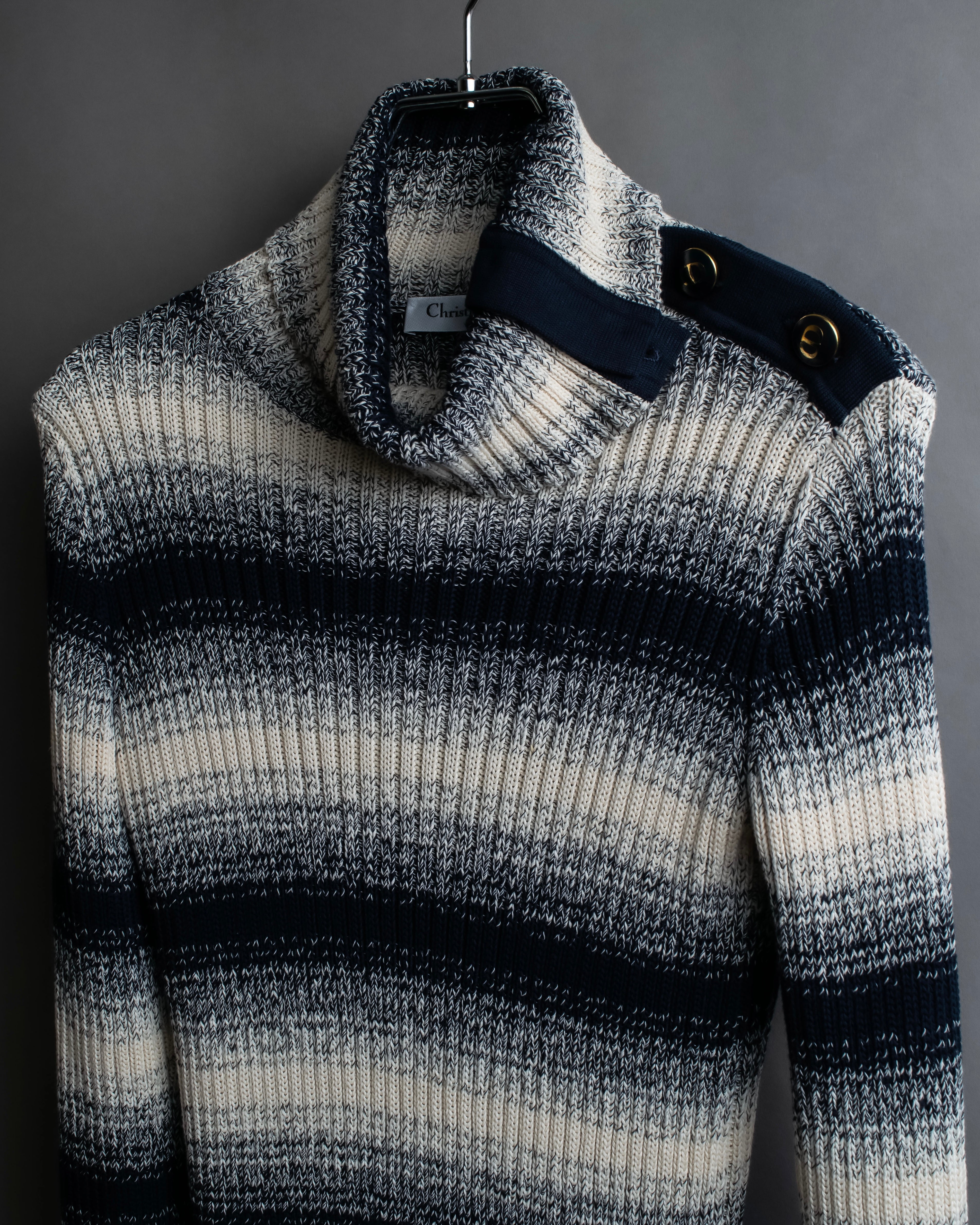 "Christian Dior" Gradient striped irregular neck knit