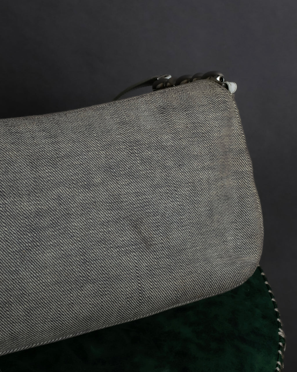 "Christian Dior" Malice Pearl Series greige color canvas shoulder bag