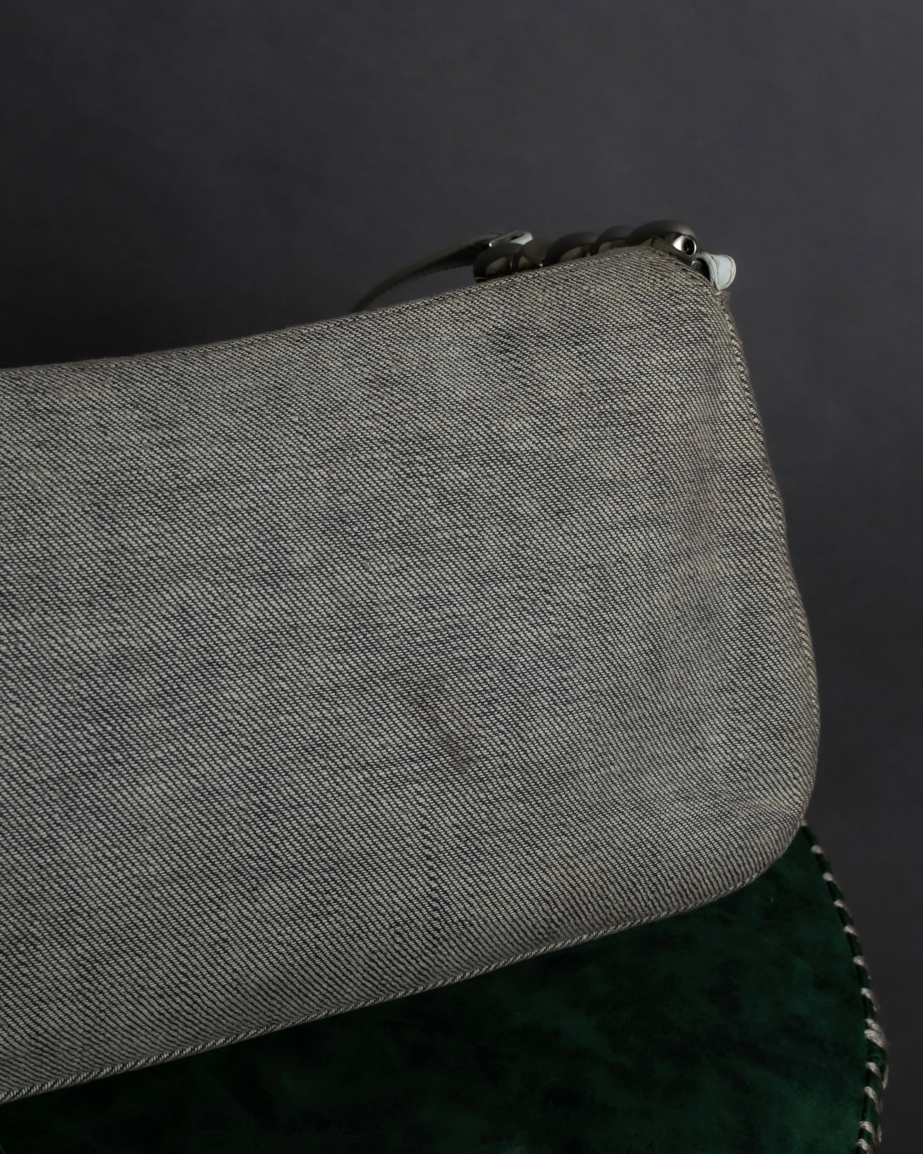 "Christian Dior" Malice Pearl Series greige color canvas shoulder bag