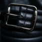 "GUCCI" Silver buckle 3 tier leather belt