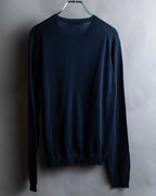 "PRADA" Raglan sleeves cotton navy color knit