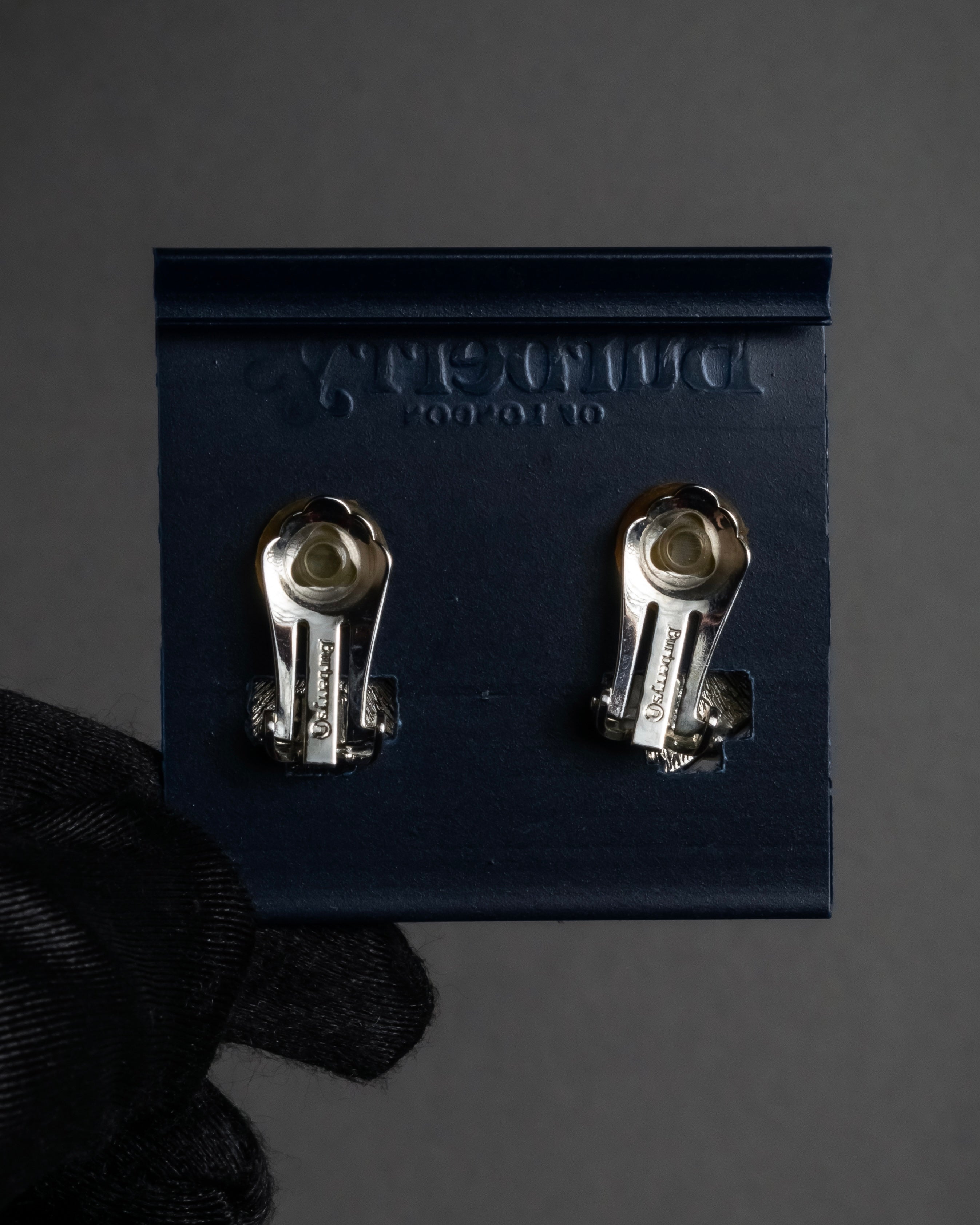 "Burberrys" 80’s–90’s pearl cabochon clip earrings