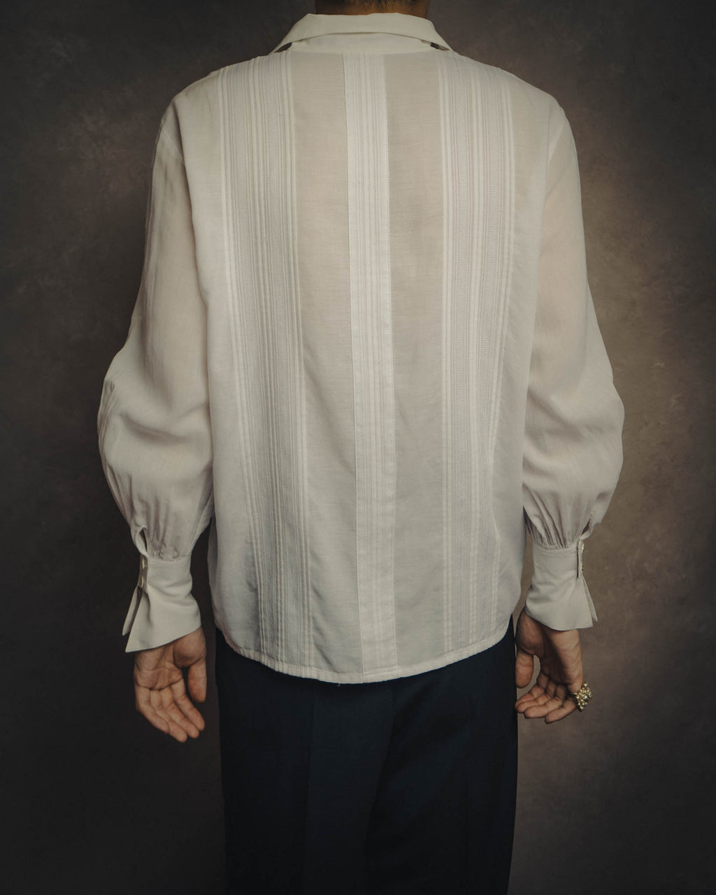 -SPECIAL- “Christian Dior” 90’s-00’s pleated bib dress shirt