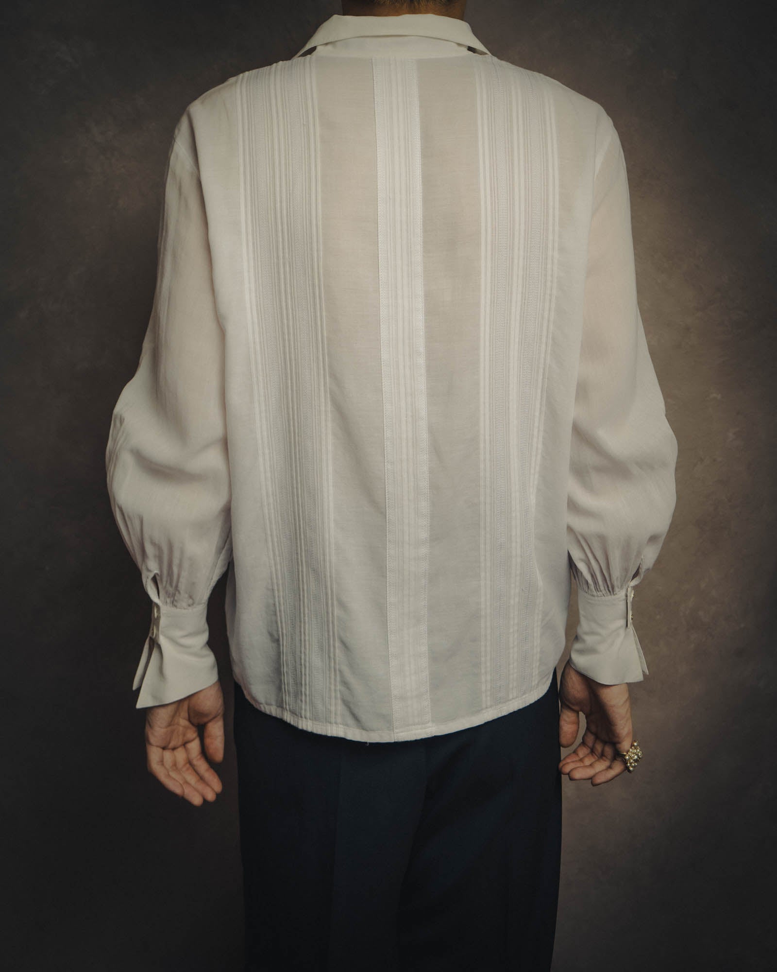 -SPECIAL- “Christian Dior” 90’s-00’s pleated bib dress shirt