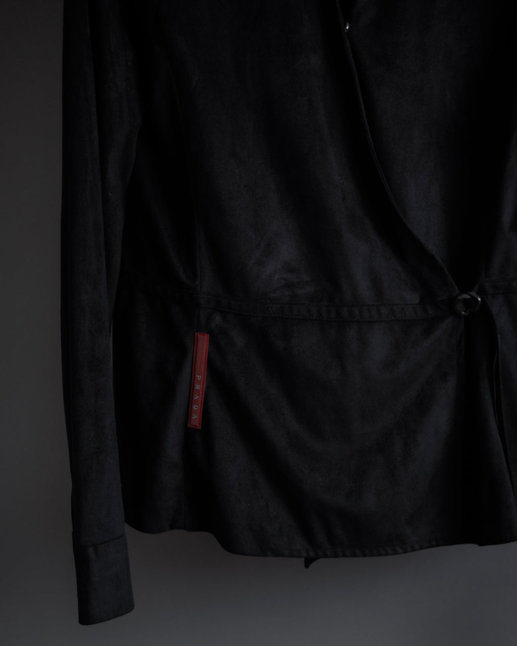 "PRADA" Wrap flap design micro suede jacket