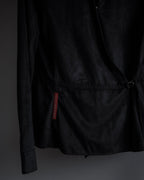 "PRADA" Wrap flap design micro suede jacket