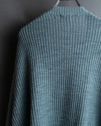 "KENZO" Dull blue oversized distressed V-neck knit