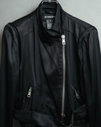 -SPECIAL- “ANN DEMEULEMEESTER” Pre-2012 asymmetric cropped satin biker jacket
