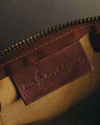 "Polo Ralph Lauren" 80's-90's Houndstooth leather trim travel bag