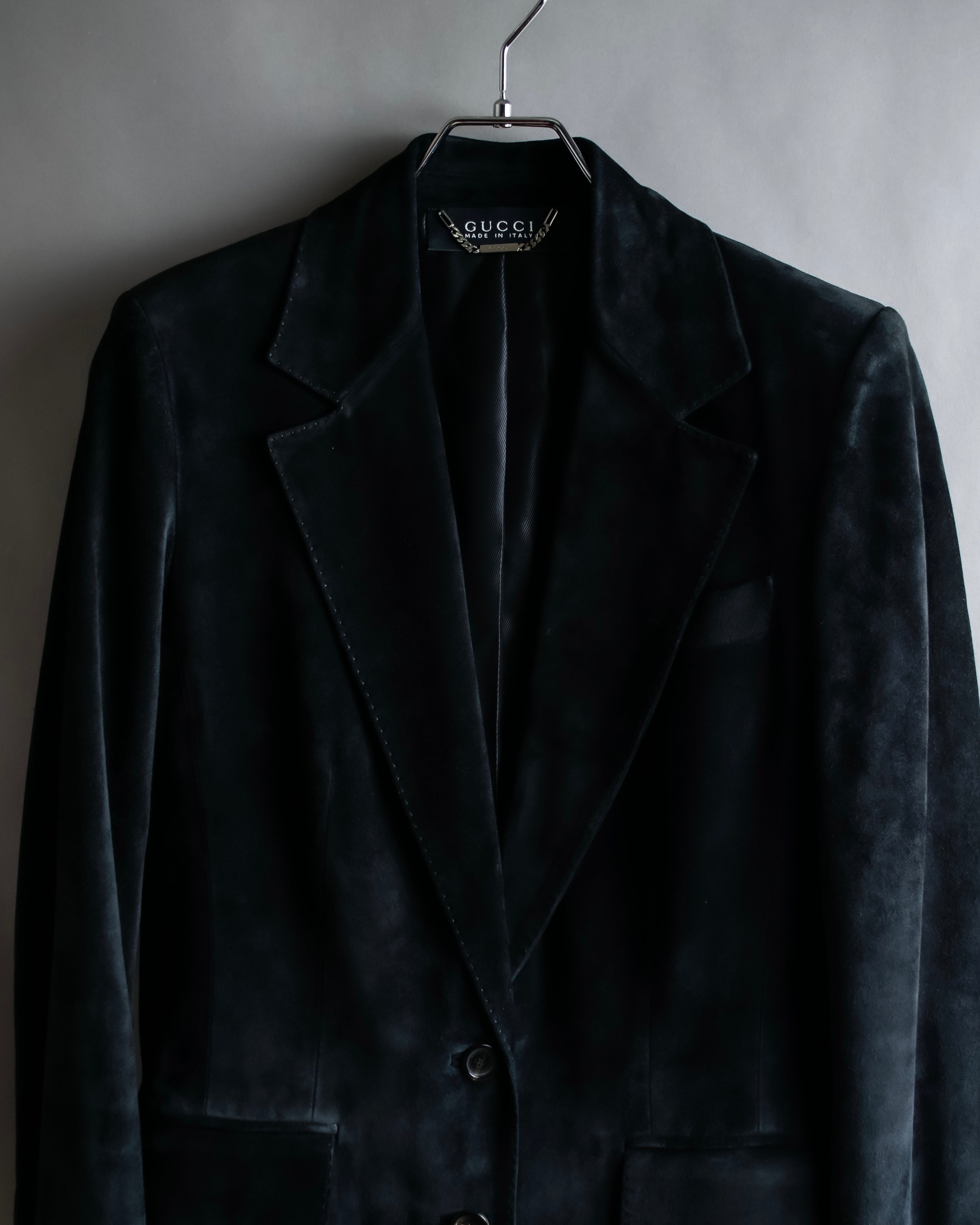 "GUCCI" Stitch design suede tailored jacket