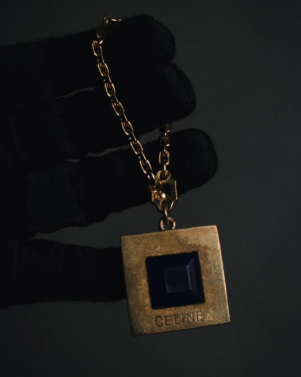 "CELINE" 80’s-90’s square stone pendant charm
