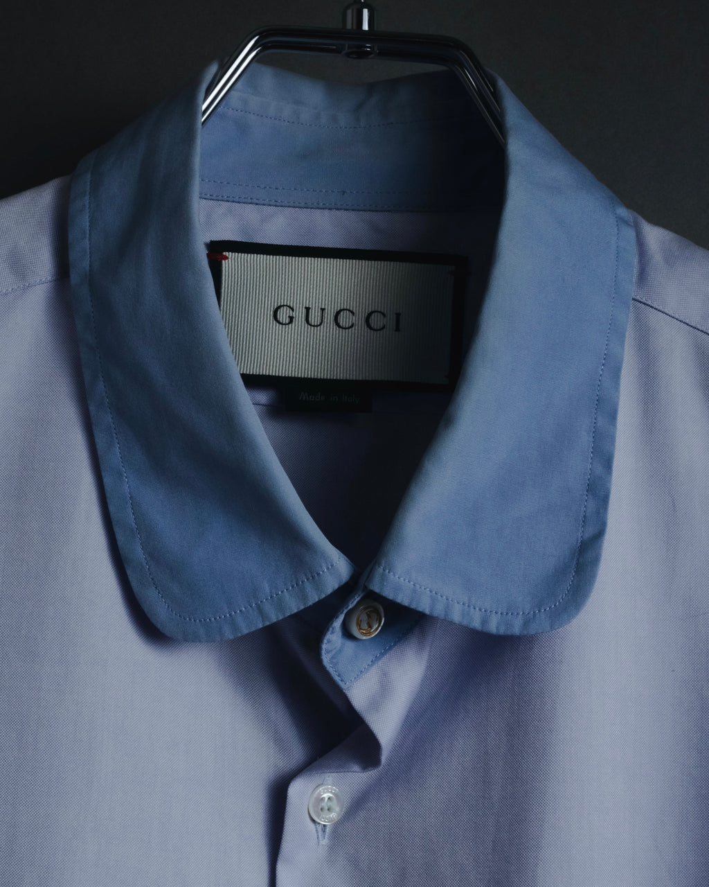 "GUCCI" Michele design tonal contrast-collar classic dress shirt