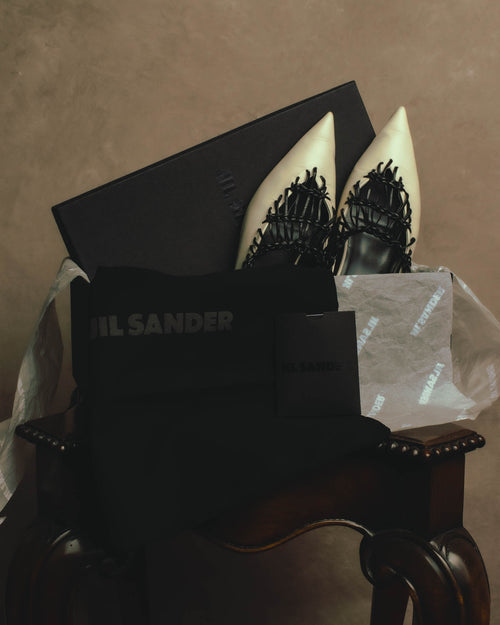 -SPECIAL- “JIL SANDER” 2020’s interwoven strap pointed-toe flat shoes