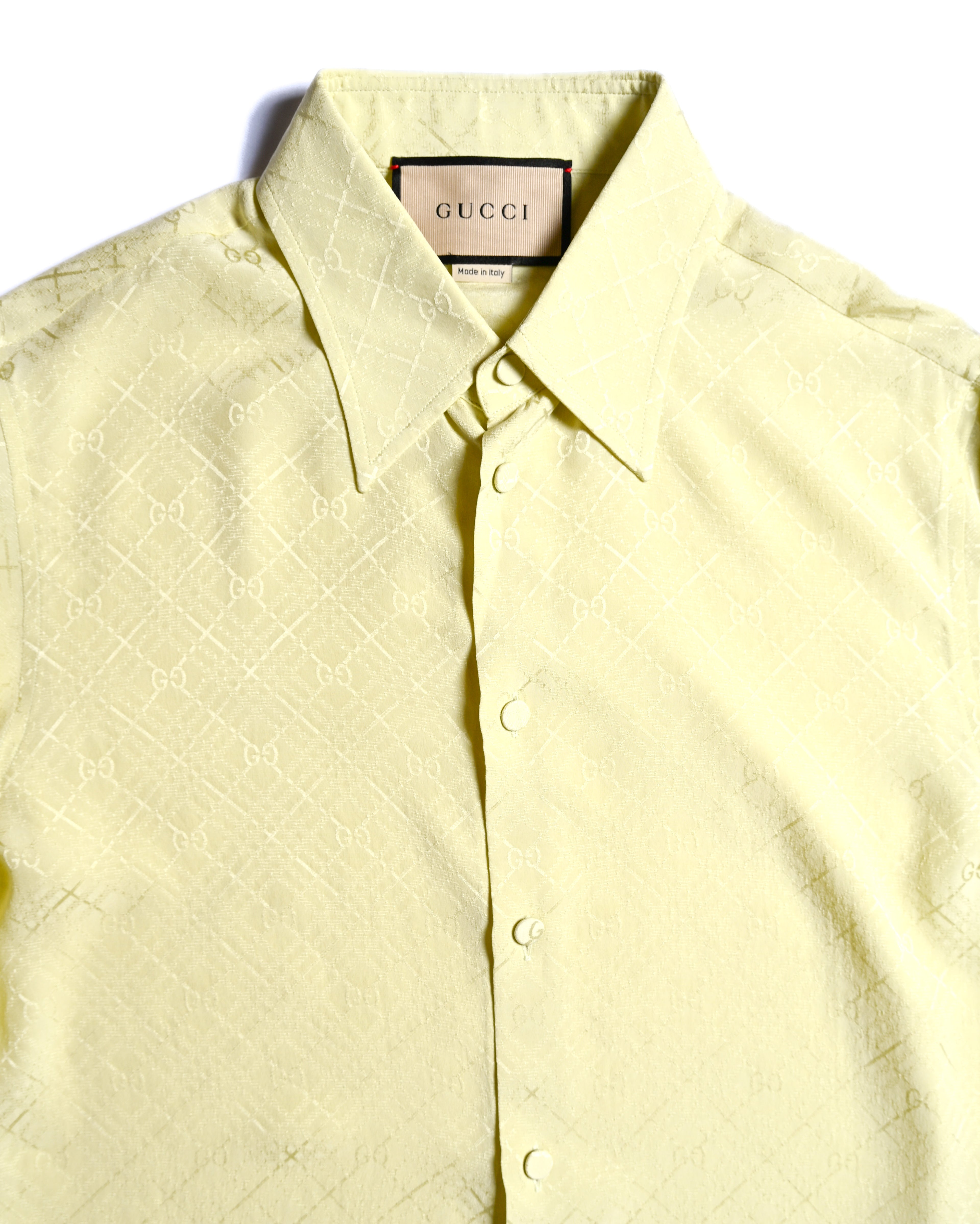GUCCI/ GG Pattern Designed Silk Shirt Yellow