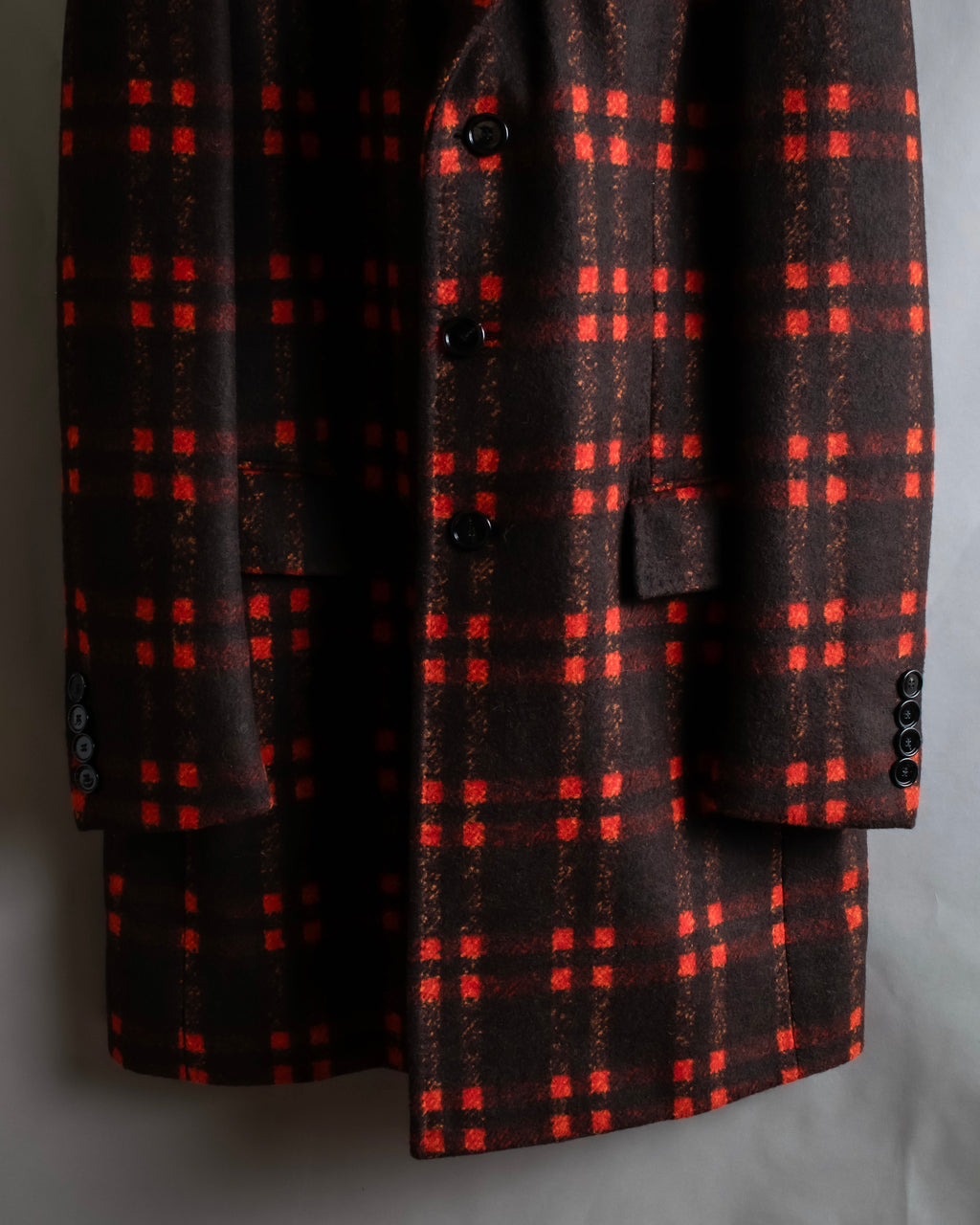 "HUGO BOSS" Plaid brushed wool tailored coat