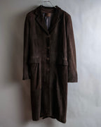 "LOEWE" 80's flowing line suede leather chester coat