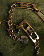 "CELINE" 70's-80's Sulky motif gold metal chain belt