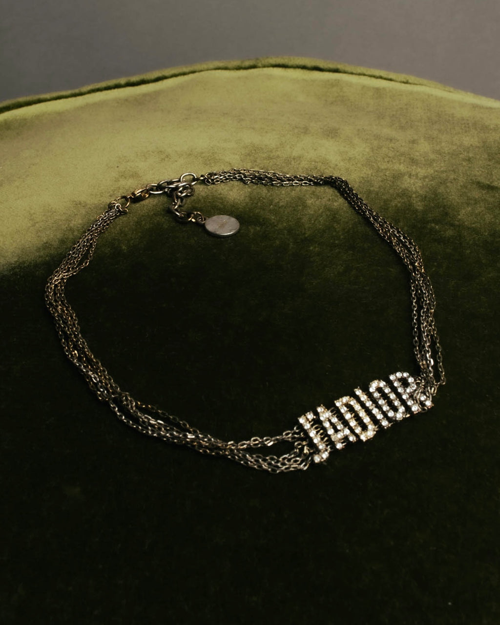 "Christian Dior" Rhinestone logo choker necklace