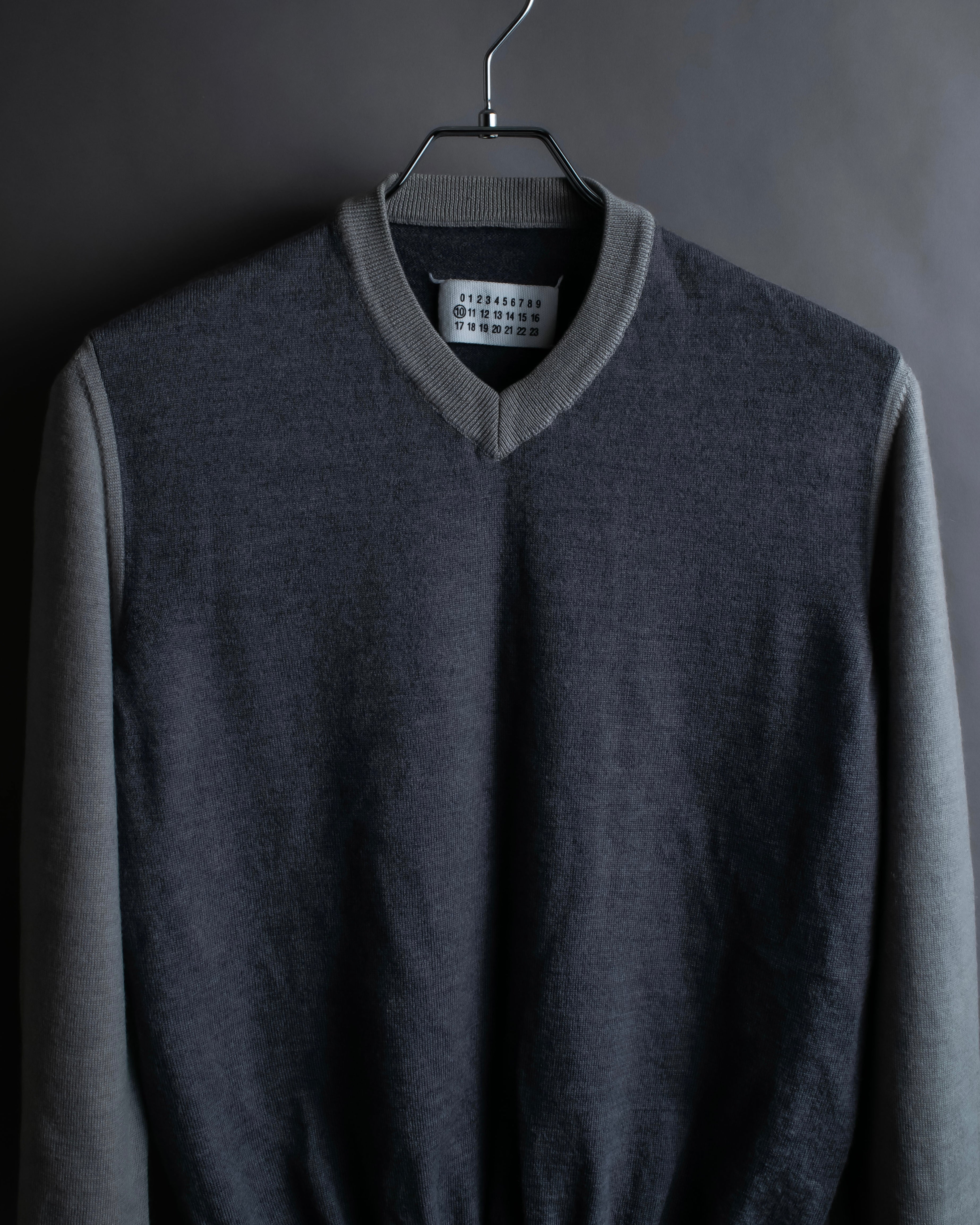 "Maison Martin Margiela" 2008SS two-tone V-neck knit