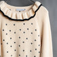 "Christian Dior" Star print frill detail cable knit tunic pullover