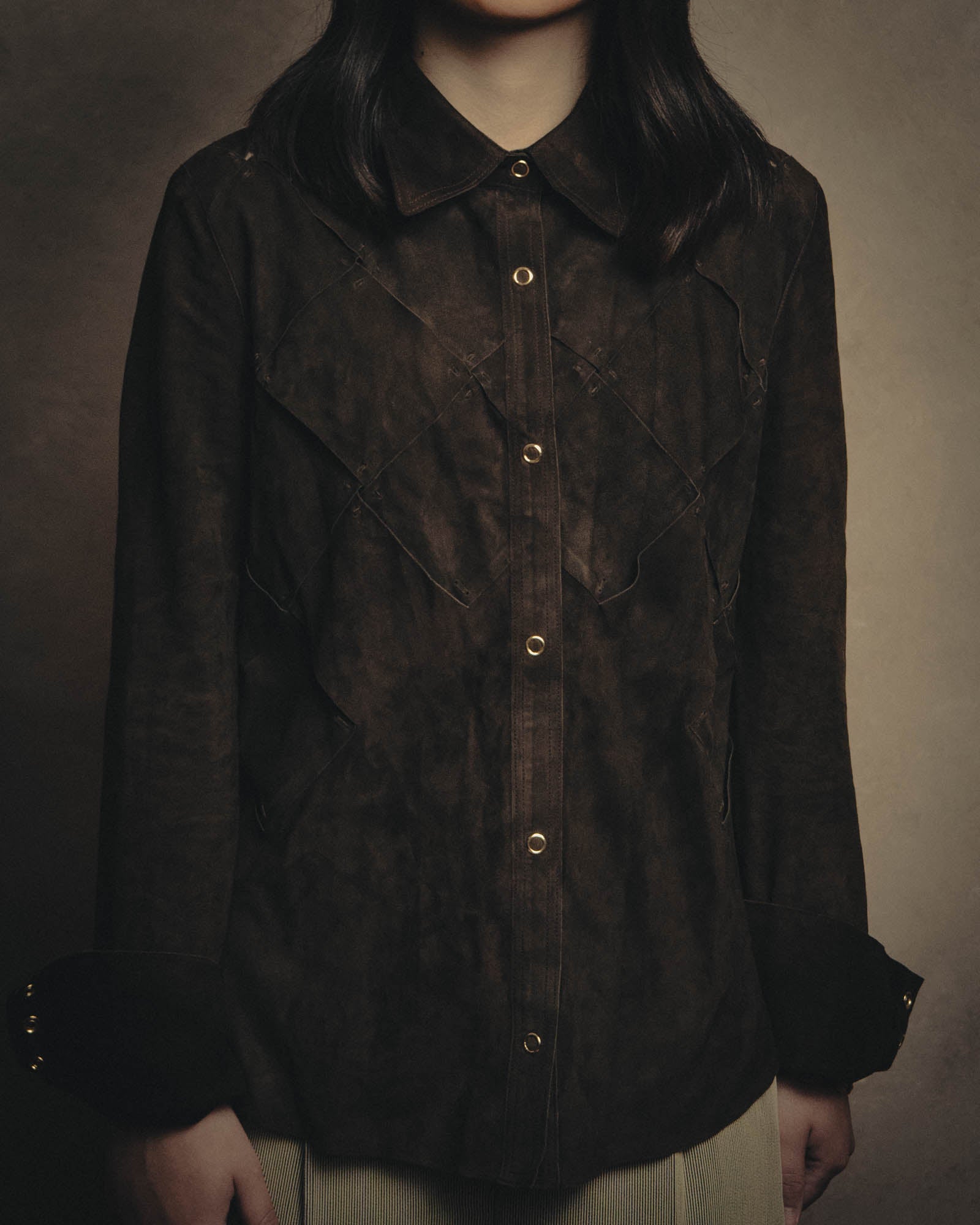 -SPECIAL- “BOTTEGA VENETA” 80’s-90’s Intrecciato suede leather shirt