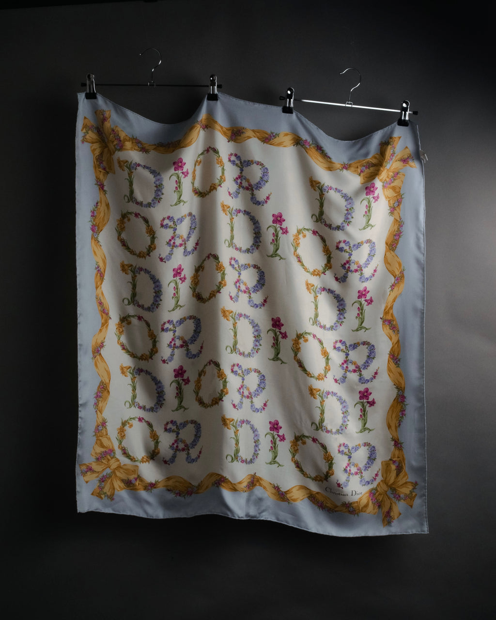 “Christian Dior” 90’s Floral logo silk scarf