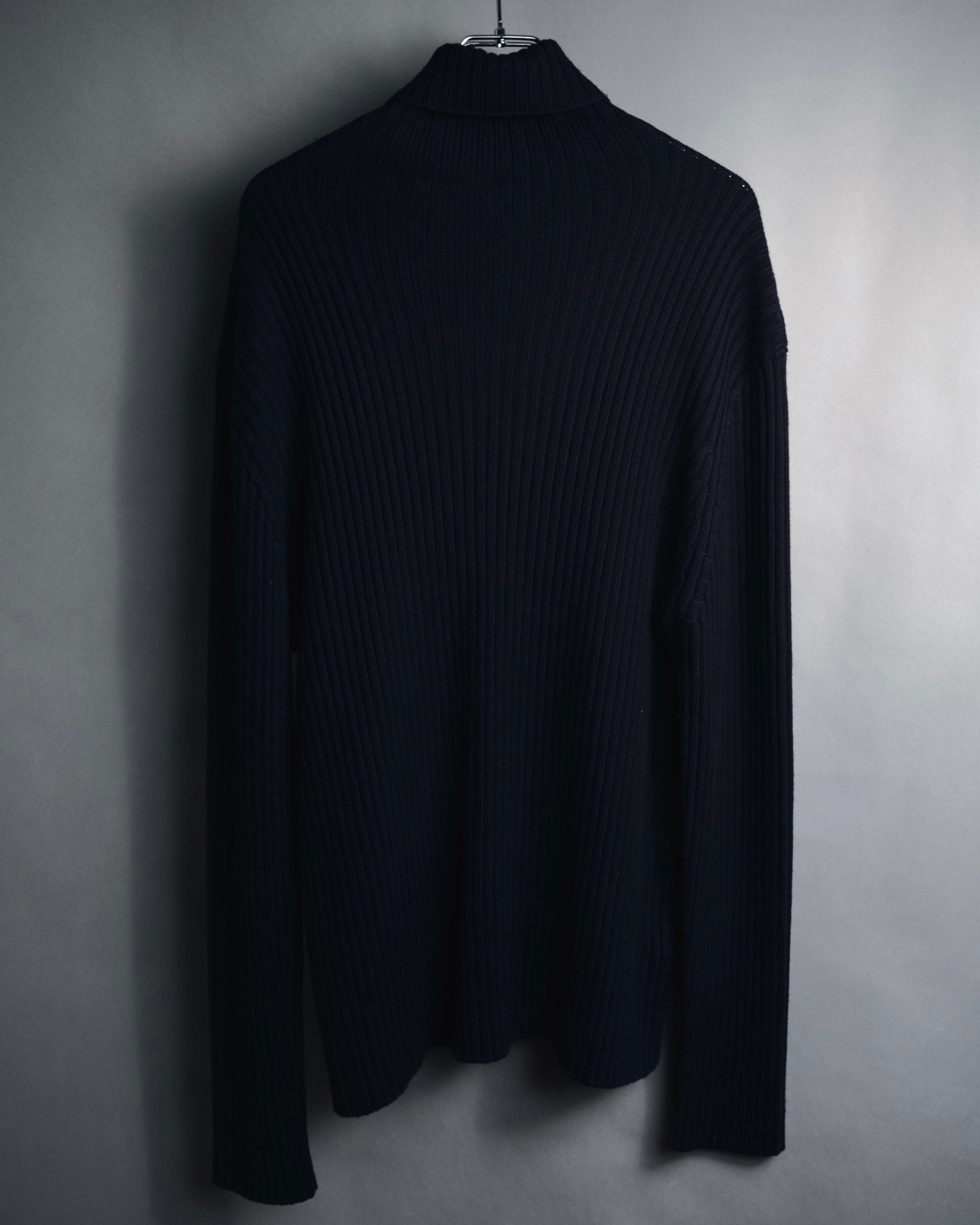"HERMES" 90’s-00’s ribbed merino turtleneck knit