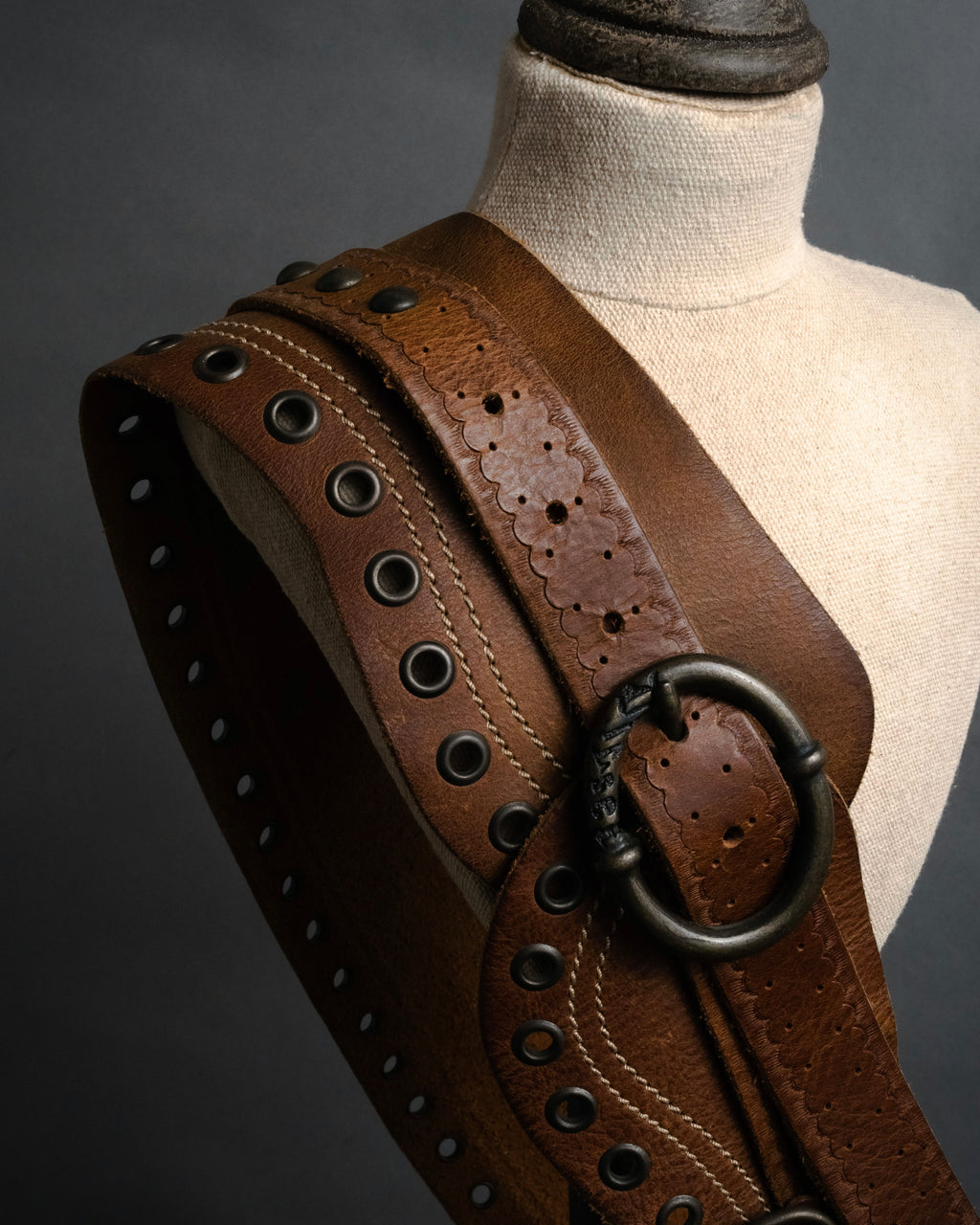 “DIESEL” 2000’s Studded craft leather belt