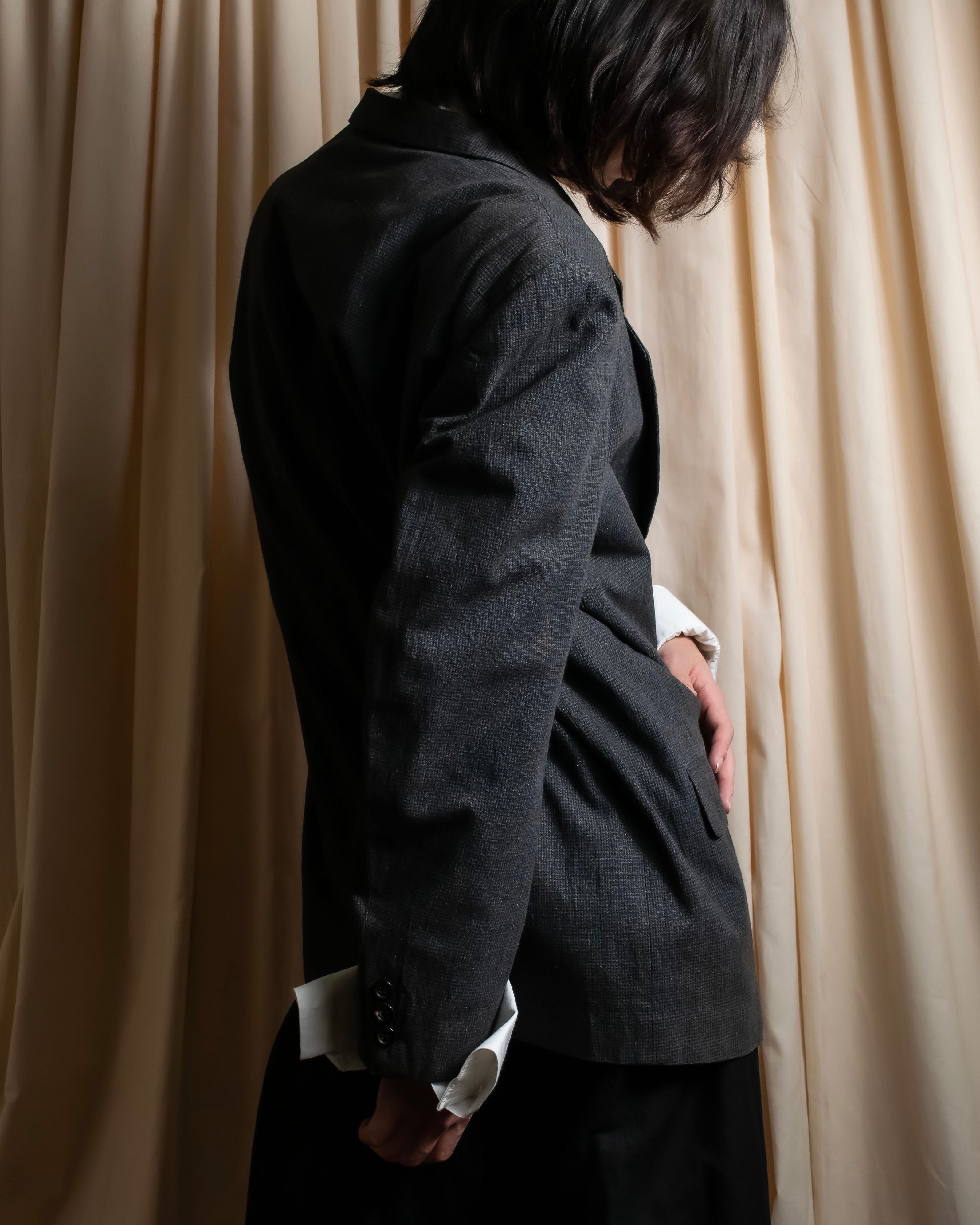 "COMME des GARCONS HOMME" 03SS fine all-over pattern cotton tailored jacket