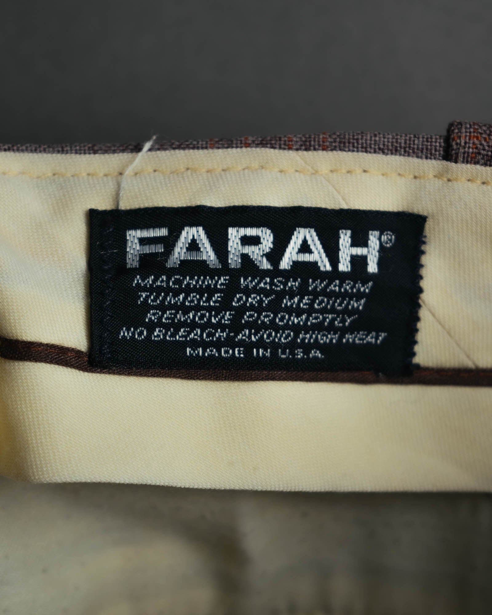-MOOD MILLÉSIMES- “FARAH” 70’s-80’s plaid slacks with coin pocket