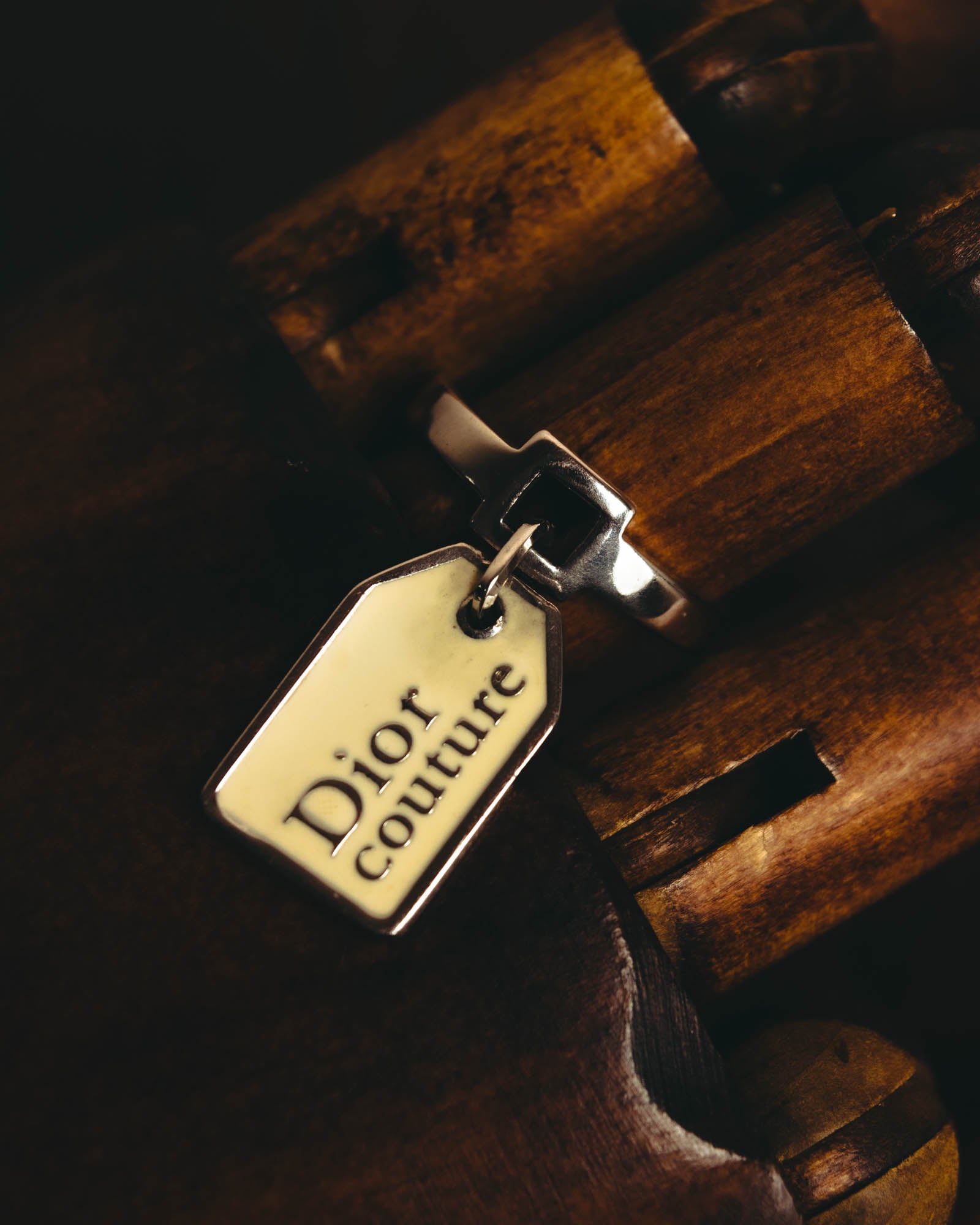 "Christian Dior" Cream enamel key ring