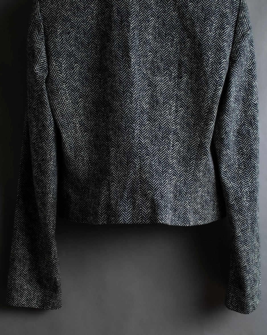 "John Galliano" Herringbone weave short length zip blouson