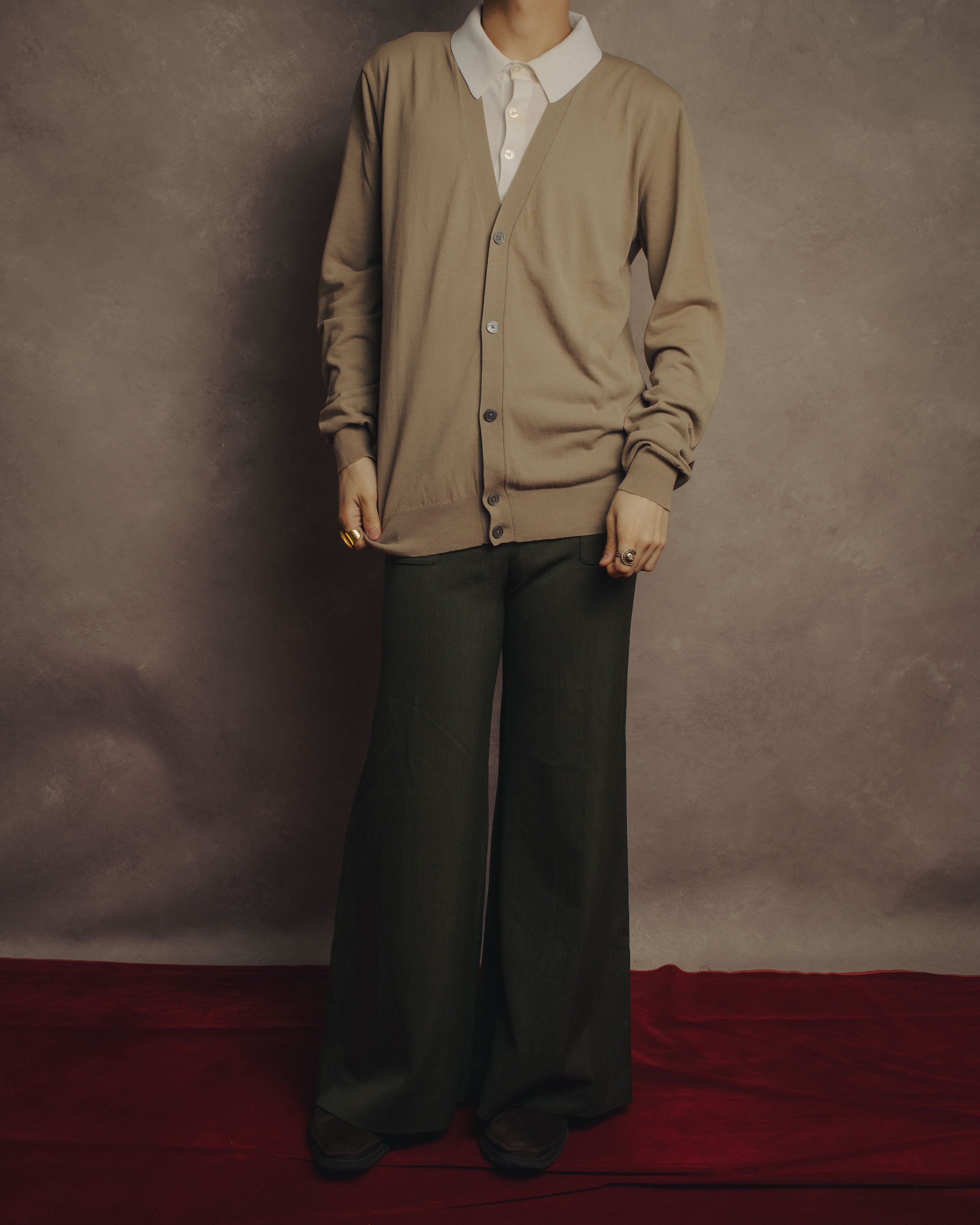 -SPECIAL- “HERMÈS” 90’s-00’s Trompe l’oeil cotton knit cardigan