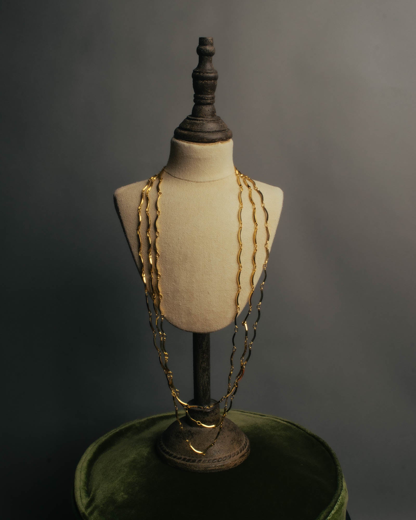 "Yves Saint Laurent" 80's-90's Gold tone multi chain necklace